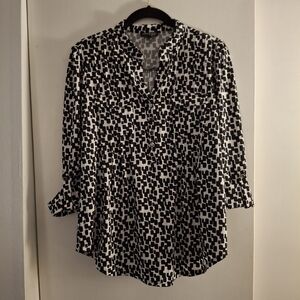 Ava & Grace Women's Black And White Patterned Blouse